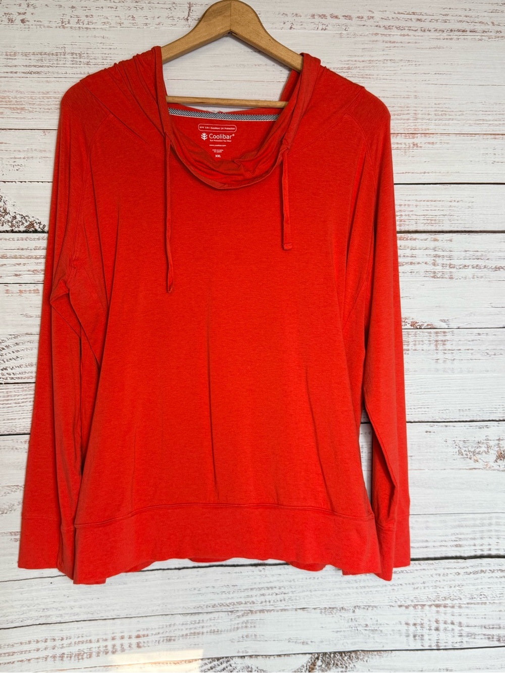 Coolibar Red Hooded Long Sleeve Pullover